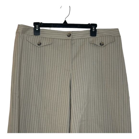 Lane Bryant New Gaucho Pinstriped Wide Leg Capri Pants Mock Pockets Size 18 - Picture 2 of 6